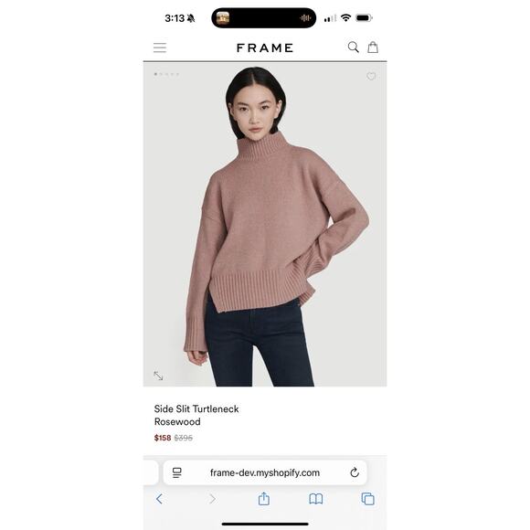 Frame Women’s Side Slit Turtleneck Sweater Rosewood Small - Picture 6 of 6